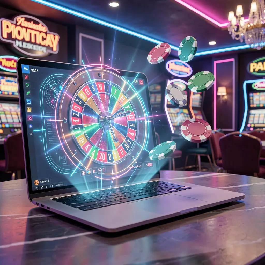 Futuristic holographic roulette wheel with glowing numbers and floating casino chips showcasing the advanced gaming atmosphere of 288BD for players in Bangladesh